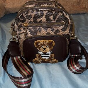 Leopard Print Teddy Bear Accent Bag